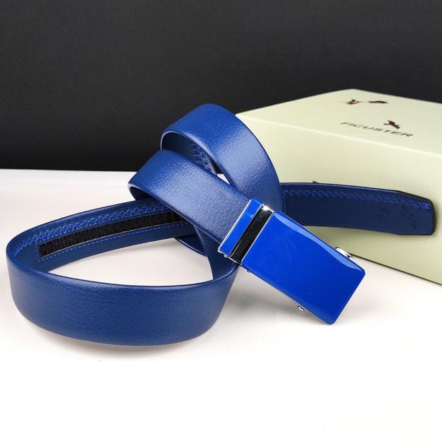 Ficuster Men Blue Autolock Metal Buckle Vegan Leather Belt