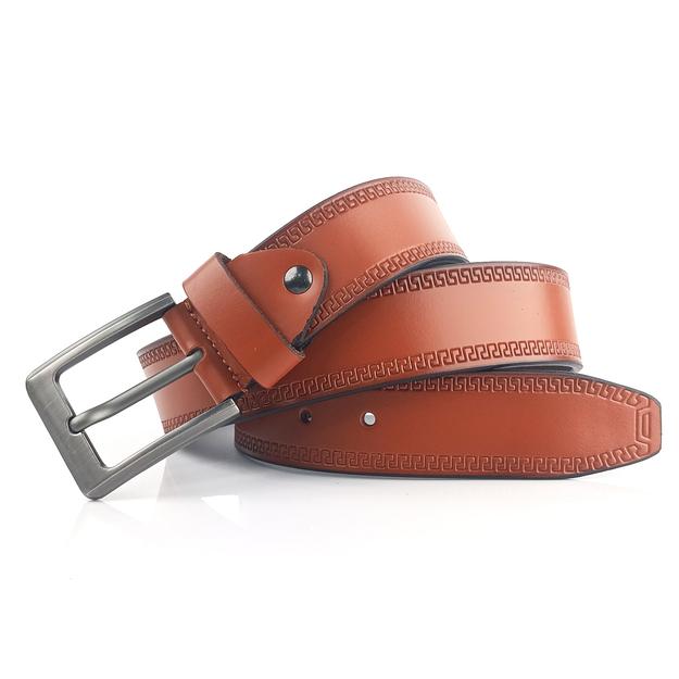 Ficuster Men Dark Brown Grain Leather Belt