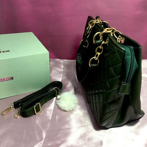 Ficuster Dark Green Faux Leather Handbag