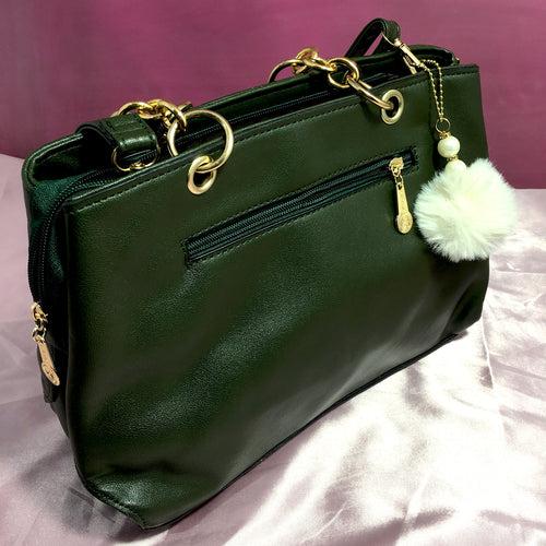 Ficuster Dark Green Faux Leather Handbag