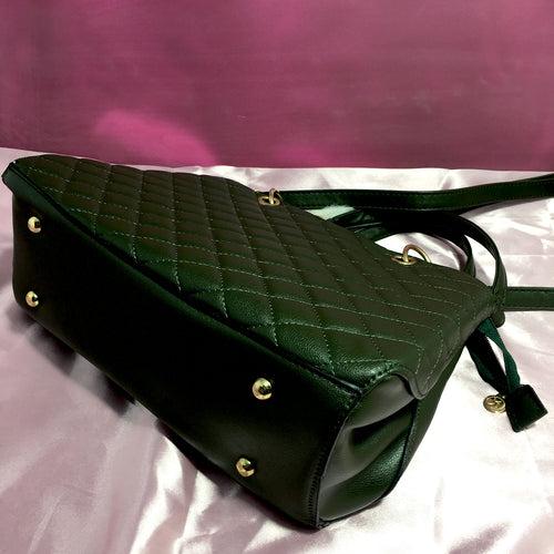 Ficuster Dark Green Faux Leather Handbag