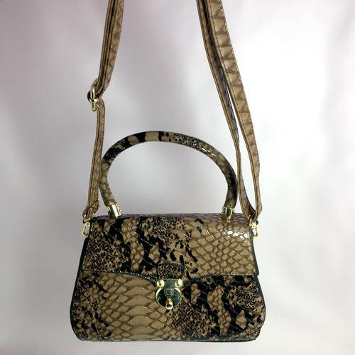 Ficuster Croc Pattern Brown Handbag