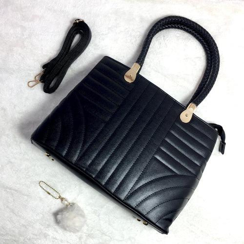 Ficuster Black Faux Leather Handbag