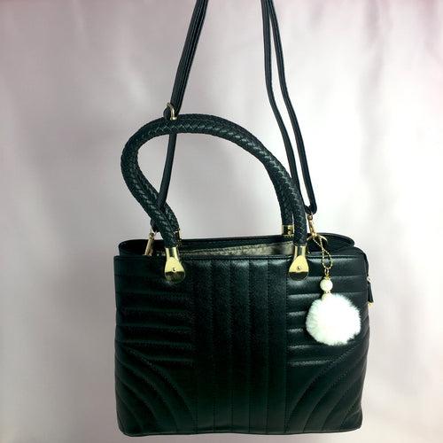 Ficuster Black Faux Leather Handbag