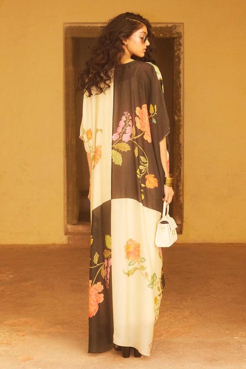 Black And White Floral Kaftan