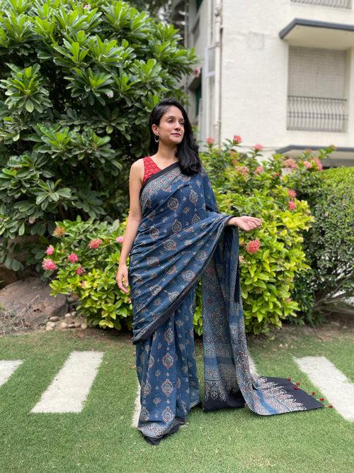 Razia Ajrakh Mul Cotton Sarees