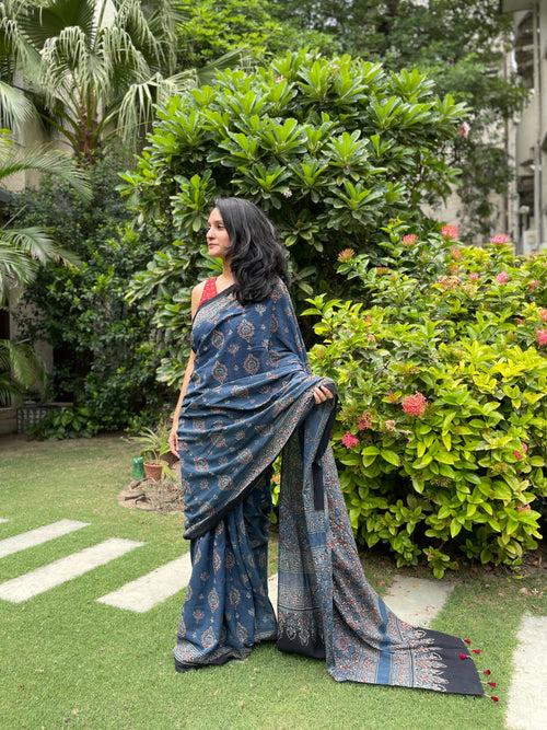 Razia Ajrakh Mul Cotton Sarees