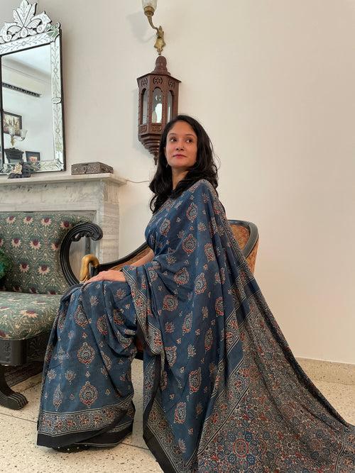 Razia Ajrakh Mul Cotton Sarees