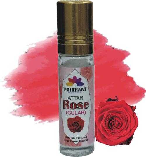 Pujahaat Premium Alcohol-Free Rose Attar | Ittar 6ml , Fresh Floral Scent, Long-Lasting Travel Size Roll-On, Best Rose Fragrance Oil