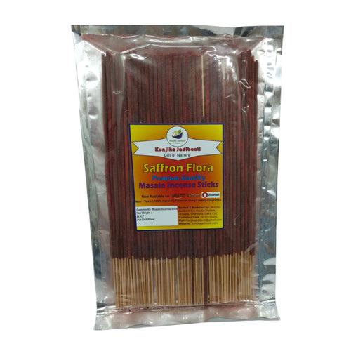 Kunjika Jadibooti Saffron / Kesar Flora Premium Natural Masala Incense Sticks Natural Kesar Saffron Flora Agarbatti Nagchampa 100% Natural Fragrances - 200 Gms