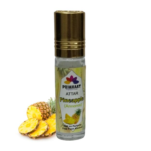 Pujahaat Premium Alcohol-Free Pineapple Attar | Ittar 6ml, Fresh Fruity Scent, Long-Lasting Travel Size Roll-On, Best Pineapple Attar Fragrance Oil