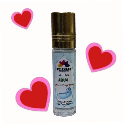 Pujahaat Premium Alcohol-Free Aqua Attar | Ittar 6 ml, Fresh Water Scent, Long-Lasting Travel Size Roll-On, Best Aqua Attar Fragrance Oil