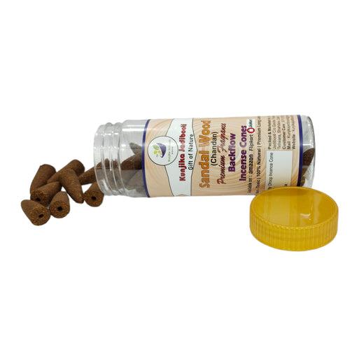 Kunjika Jadibooti Premium Scented Backflow Incense Dhoop /Cone | No Charcoal No Bamboo | for Pooja, Rituals & Special Occassions, Smoke Fountain, Sandalwood Fragrance - 100 Gms