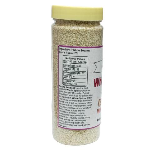 Kunjika Jadibooti Whole White Sesame Seeds Natural White Til | Safed Til Seeds for Eating | Raw Seeds | Indian Spices & Masala- 200 gm