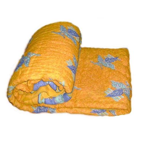 Jaipuri Razai ( Quilt) natural Cotton Stuffed colored base - Single Bed size