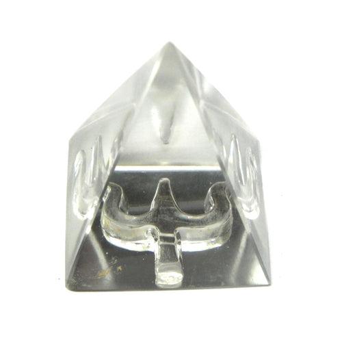 Glass Pyramid with Trishul Engraved for Protection