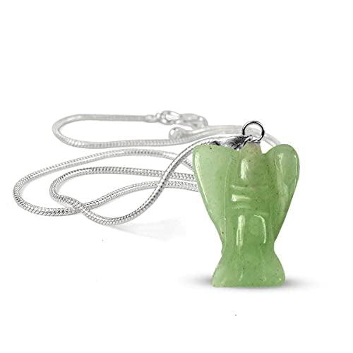 Green Jade Angel Lucky Angel Pendant for Reiki Healing Therapy Natural Crystal Stone Handcrafted Size 1 Inch approx.