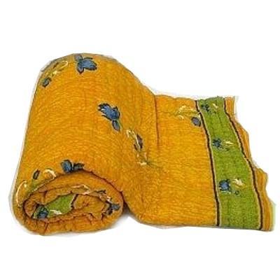 Jaipuri Razai ( Quilt) natural Cotton Stuffed colored base - Single Bed size