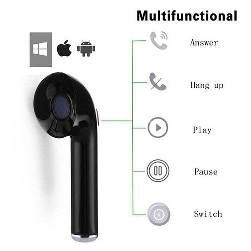 I7 Black Single Bluetooth In Ear Wireless Earphones With Mic