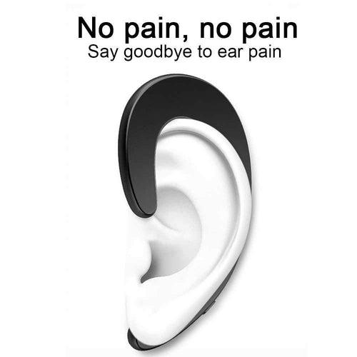 Ear-Hook Wireless Headphones, Non Ear Plug Headset with Ceramic Chip Bone Conduction, Hands-Free Noise Cancelling Wireless Earphones
