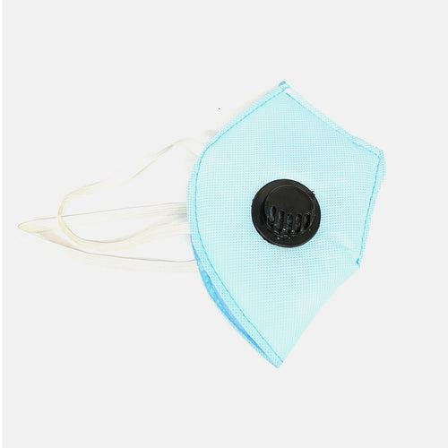 High filtration 4 ply Reusable Wellness Mask with PU foam Three Layer Dust Pollution Washable Mask with Breathing valve (Blue) - 5 pcs