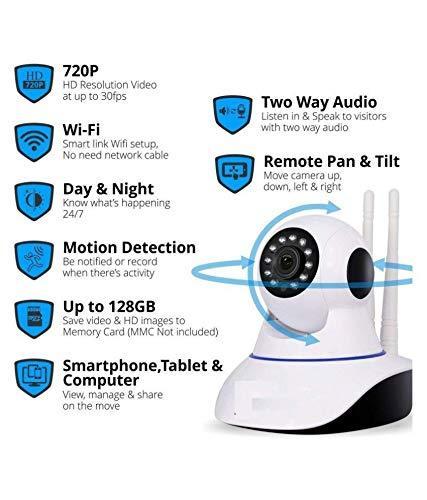 HD 720P IP CCTV Security Camera V380 WiFi Wireless Connectivity, 2 Way Audio Support 128 Gb SD Card