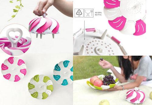 Foldable Lotus Veg & Fruit Basket Self Adjustable Folding Easy Grip