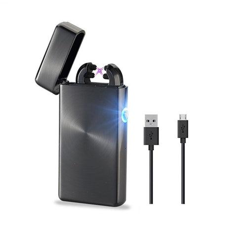 Electric Arc Plasma Sensor Lighter Square Shape with LED Indicator Flameless Windproof Lighter USB Rechargeable for Fire/Cigar/Cigarette/Camping