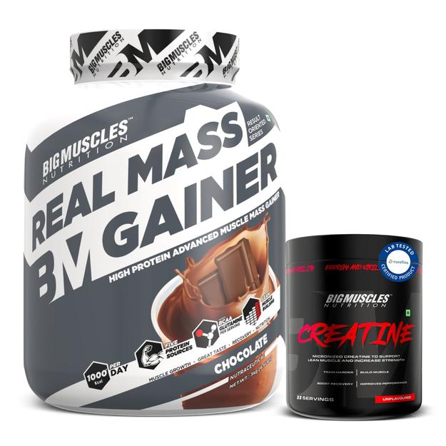 Real Mass Gainer (Chocolate) + Creatine (Unflavoured)