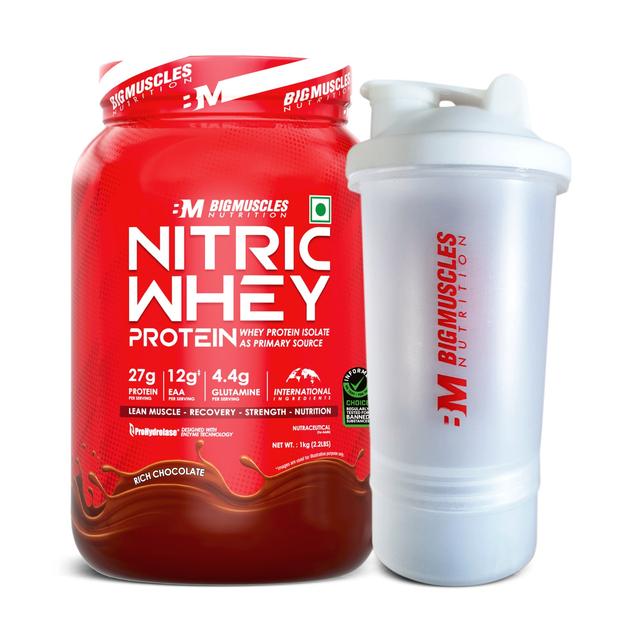 Nitric Whey Chocolate (1kg) + Shaker (PLASTIC)