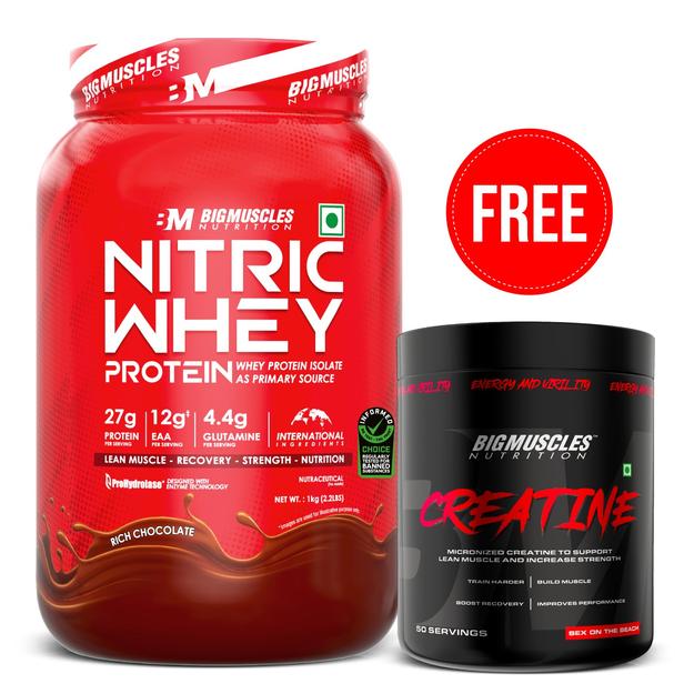 Nitric Whey Chocolate (1kg) + Creatine (SOB)