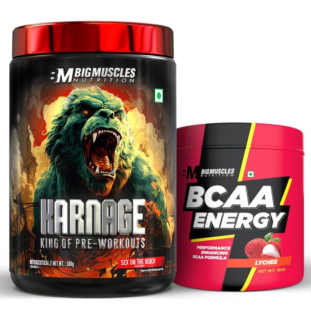 Karnage (SOB) + BCAA Energy (LYCHEE)( 20 serving )