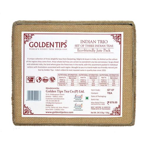 3-in-1 Delightful Teas (Darjeeling, Assam & Nilgiri) in Handcrafted Jute Box ( 50 Gram Each )