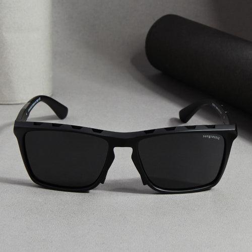 Hawk Black Polarized Rectangle TR90 Sunglasses