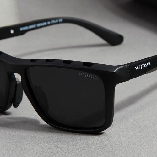 Hawk Black Polarized Rectangle TR90 Sunglasses