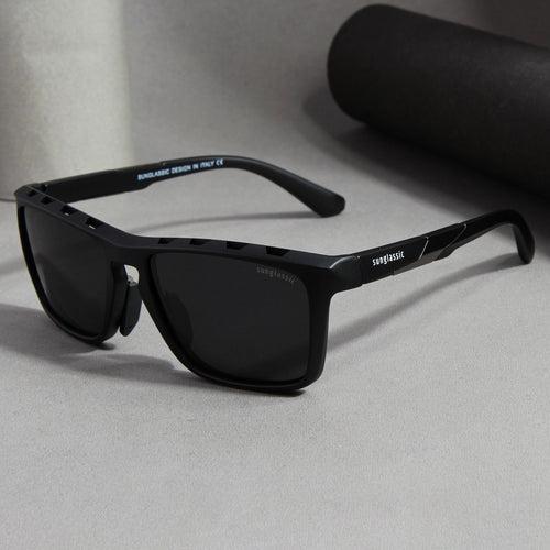 Hawk Black Polarized Rectangle TR90 Sunglasses