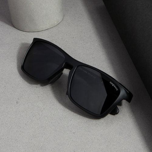 Hawk Black Polarized Rectangle TR90 Sunglasses