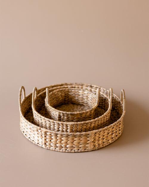 Round Wicker Tray with Handles