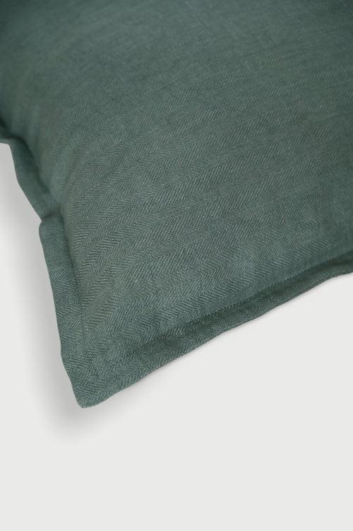 Herringbone Teal Linen Cushion Cover