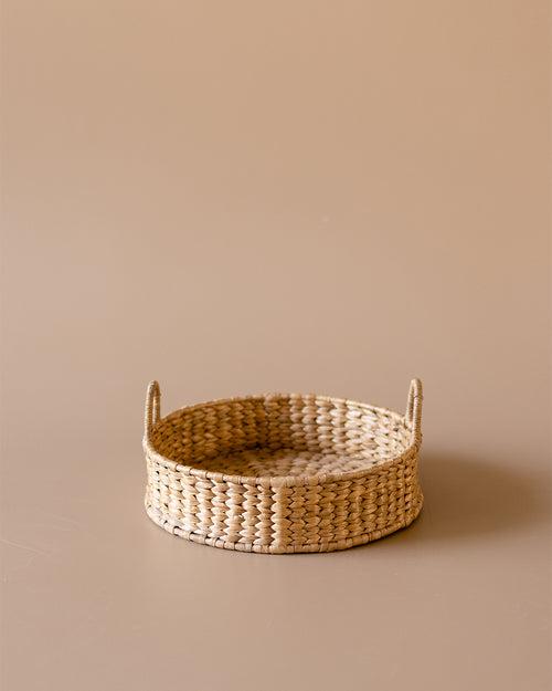 Round Wicker Tray with Handles