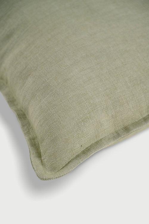 Herringbone Sage Linen Cushion Cover