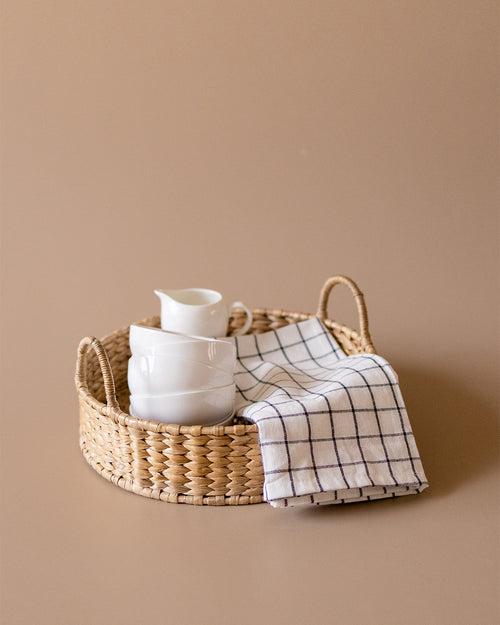 Round Wicker Tray with Handles