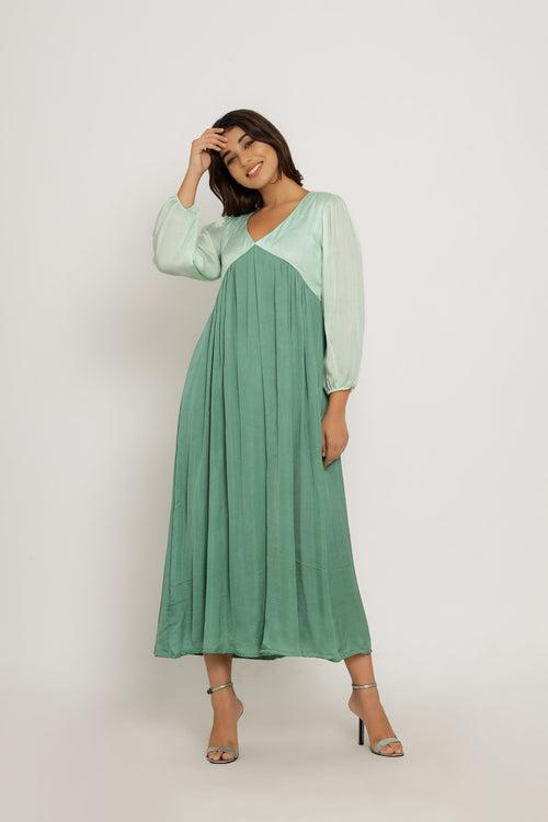 Teal-Tea Green Maxi Dress