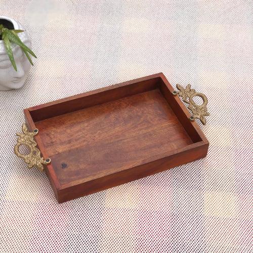 Atithi DryFruit Wooden Tray | 6 Metal Bowl