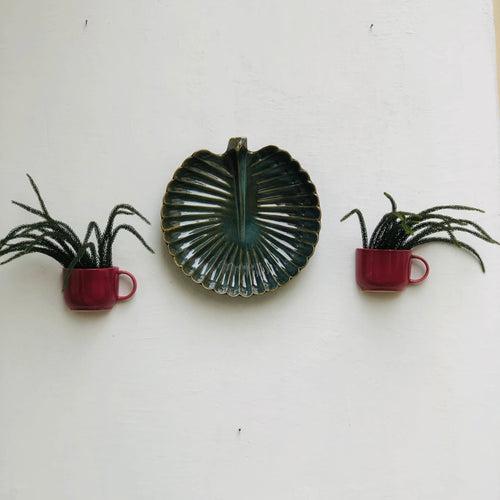 Ceramic Hanging Cup Planter | Wall Hanging planter | Set Of 2 | Colour- Grey and Cherry