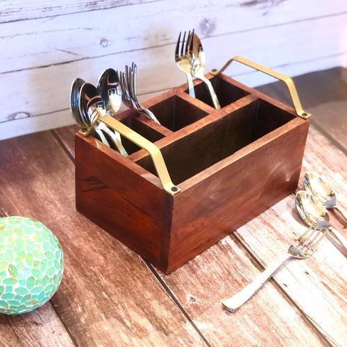 Classic Mastani Wooden Caddy | Cutlery Holder | Spoon stand