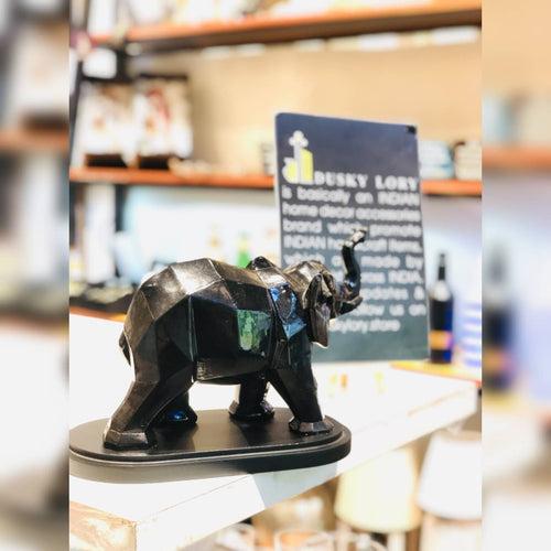 Elephant Statue | Black | Diamond Cut