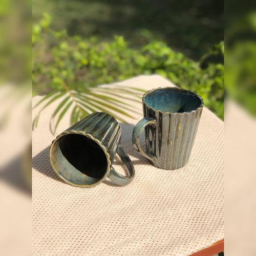 Set of 2 Ceramic Mug | Colour available- Jungle Green and Velvet Red