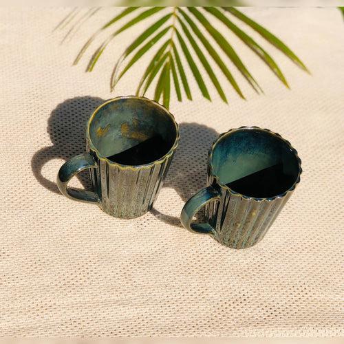 Set of 2 Ceramic Mug | Colour available- Jungle Green and Velvet Red