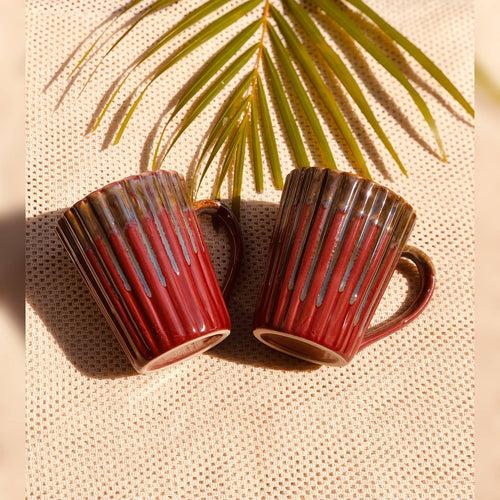 Set of 2 Ceramic Mug | Colour available- Jungle Green and Velvet Red